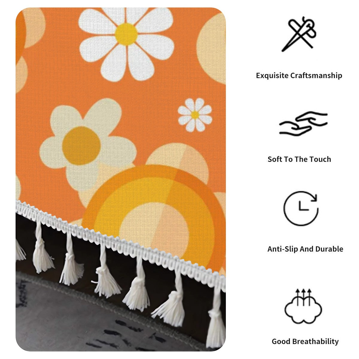 Retro Sofa Cover, Orange Flower Power 70s Home Decor Couch Covers Blanket - Mid Century Modern Gal