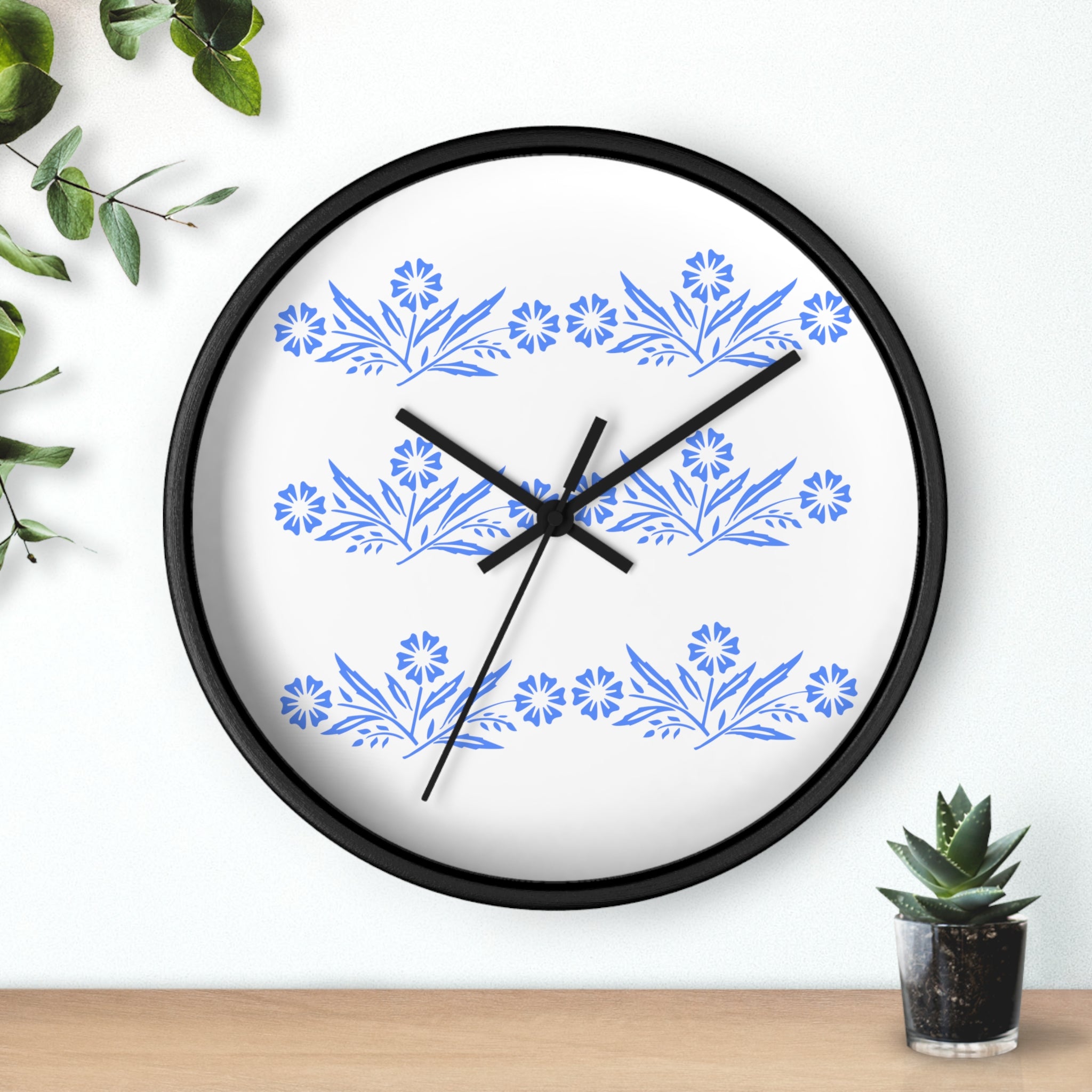 Blue Cornflower Corningware Inspired Kitschy Kitchen Wall Clock - Mid Century Modern Gal