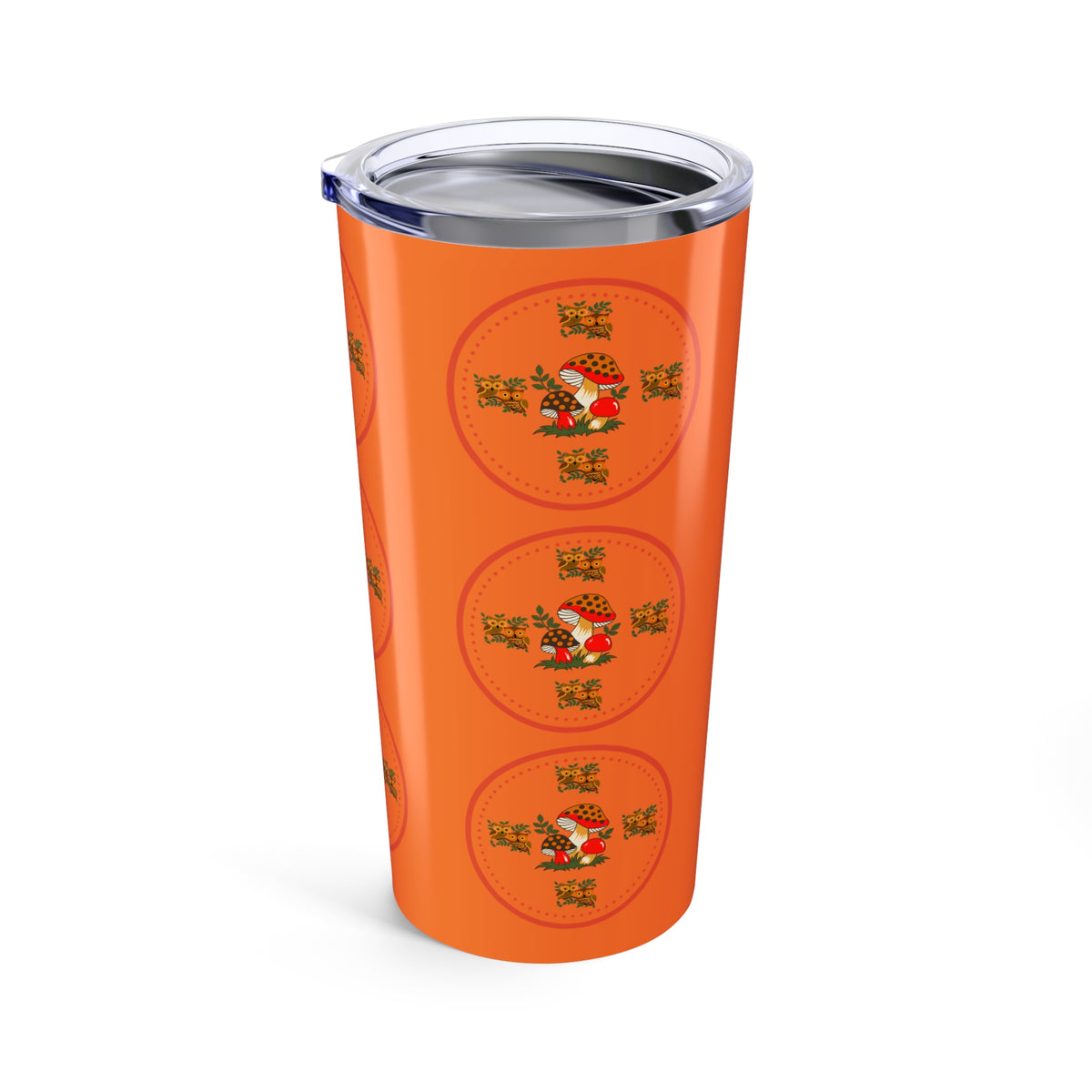 Sears Merry Mushroom Groovy 70s Owl, Mushroon Whimsical Tumbler, Orange Insulated Drinkware, Perfect For Birthday Gifts - Mid Century Modern Gal