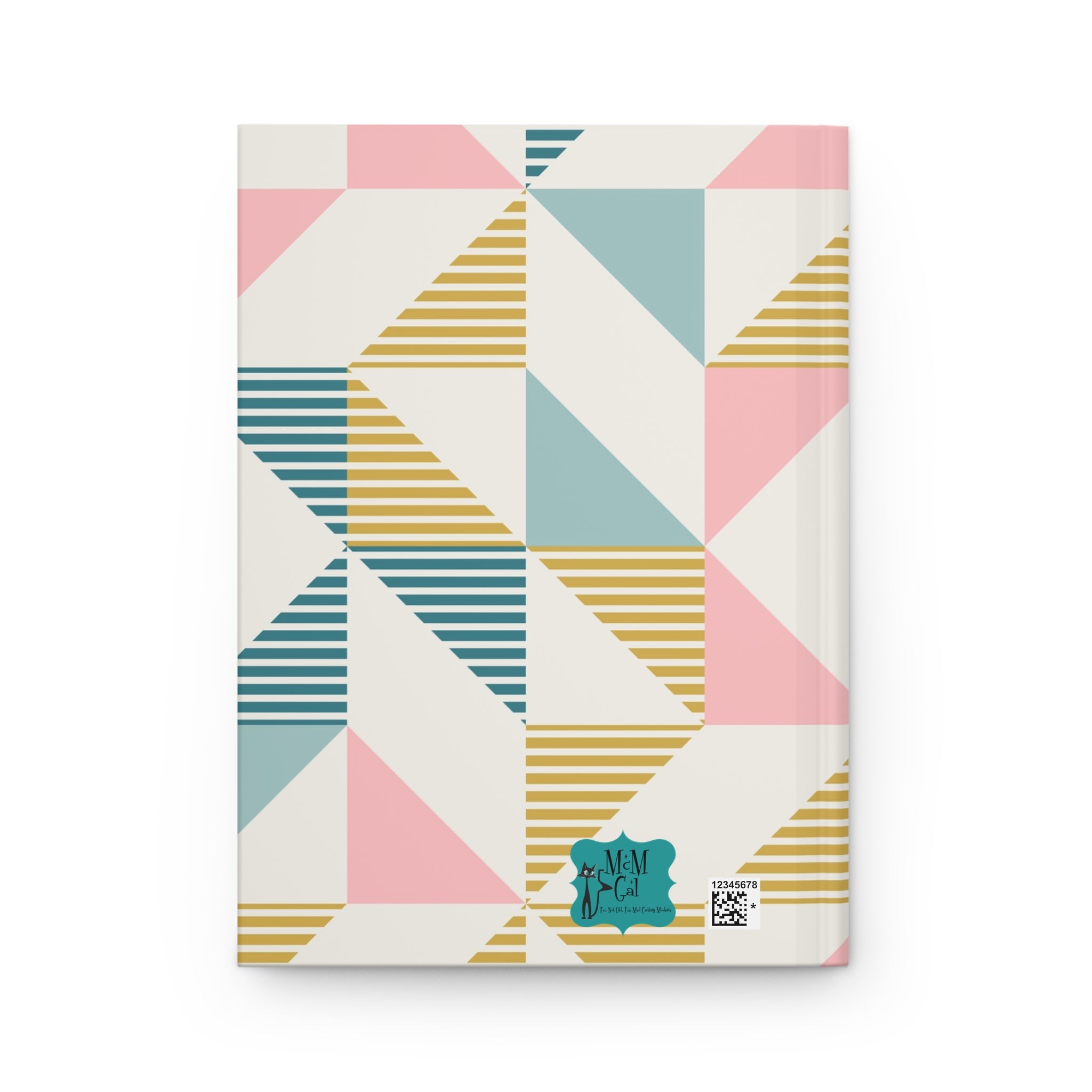 Reading Cats, Kitschy Mid Mod Geometric Patterned Hardcover Journal for Creative Thinking - Mid Century Modern Gal