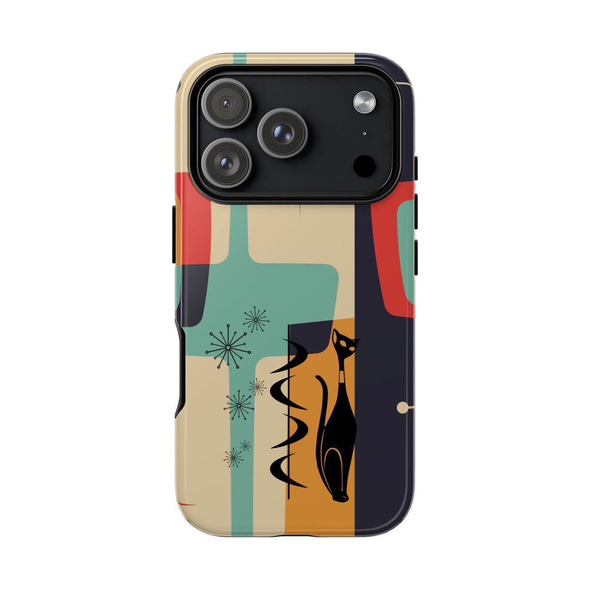 Mid Century Modern, Geometric, Atomic Cat Groovy Smart Phones Tough Phone Cases