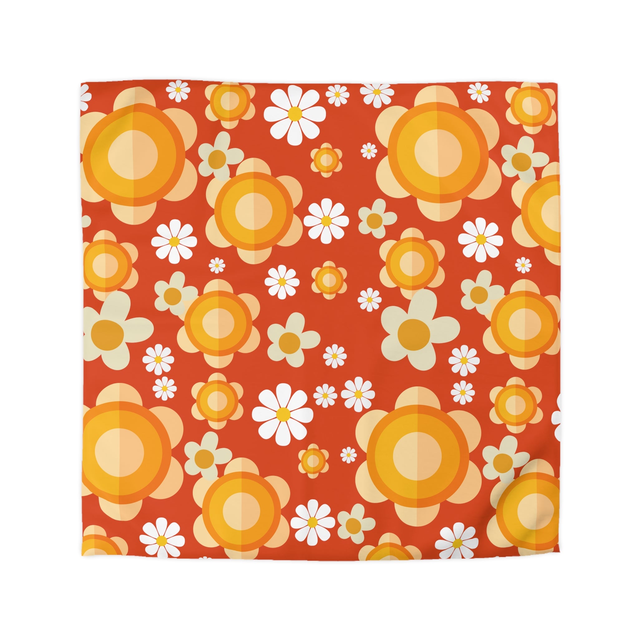 Retro Bedding Orange, White, Mod Daisy 70&