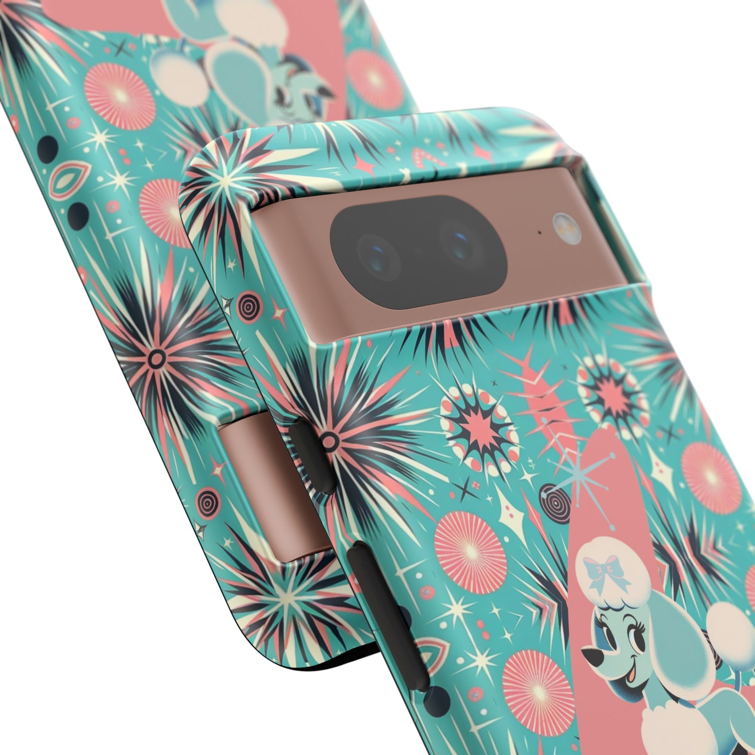 1950s Mid Century Modern Atomic Pink, Poodle Retro Smart Phone Tough Cases