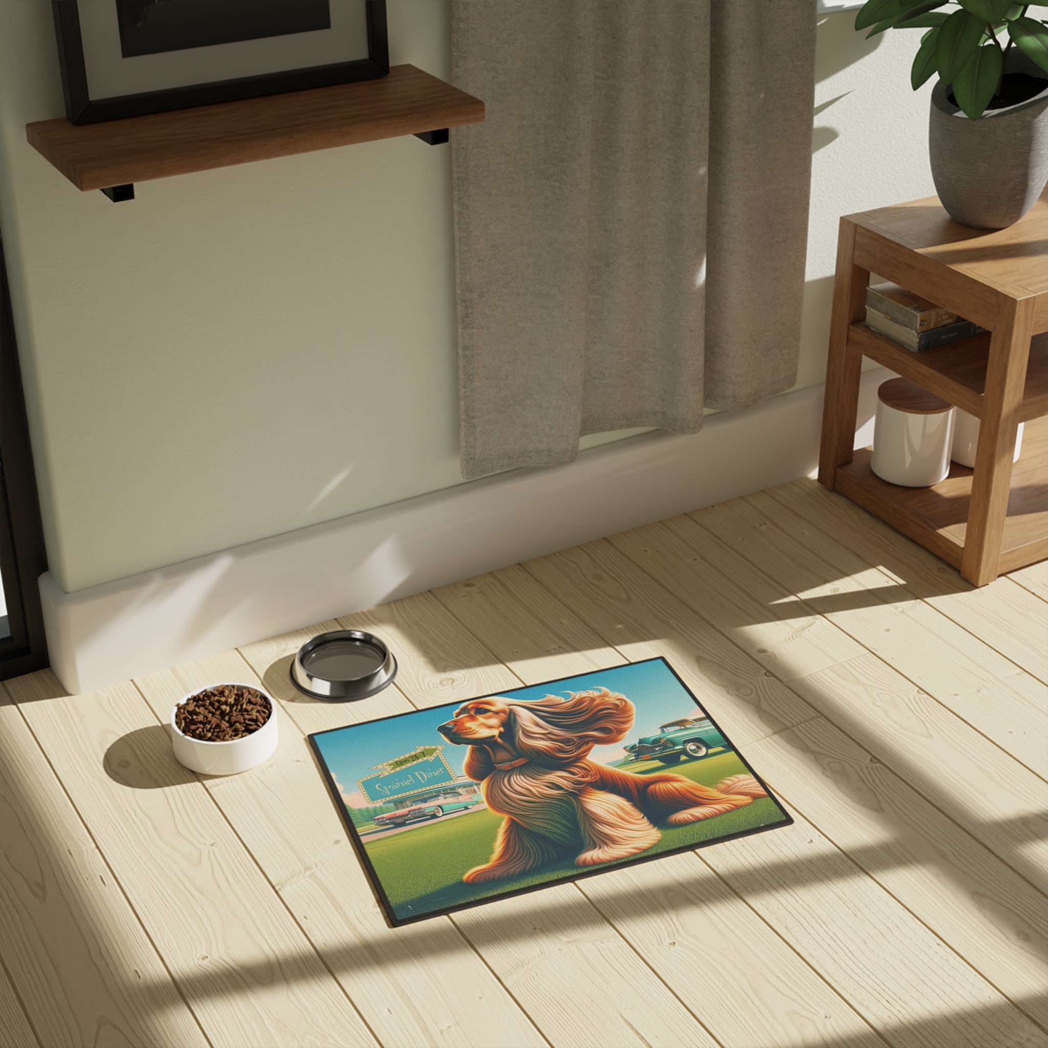 King Cavalier Spaniel Mid Mod Retro Dog Pet Mat - Mid Century Modern Gal