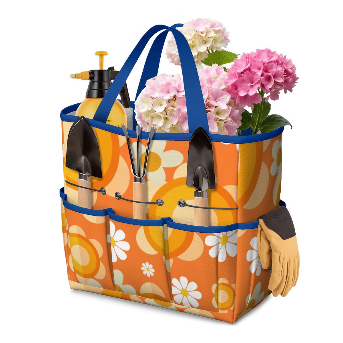 Flower Power Orange Groovy Mod Garden Tool Bag - Mid Century Modern Gal