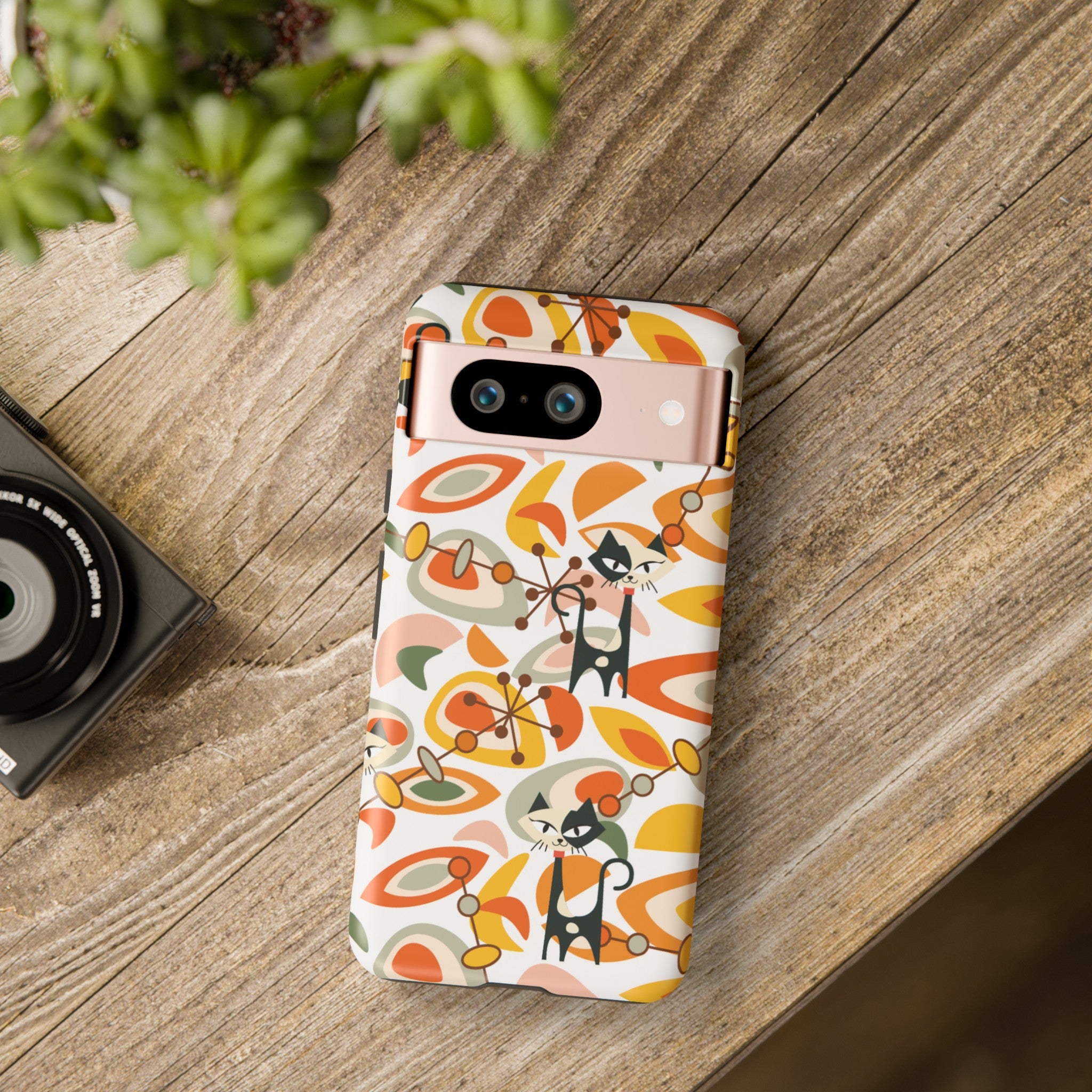 Atomic Cat Mid Mod Orange, Yellow, Groovy Cat Smart Phone Tough Cases