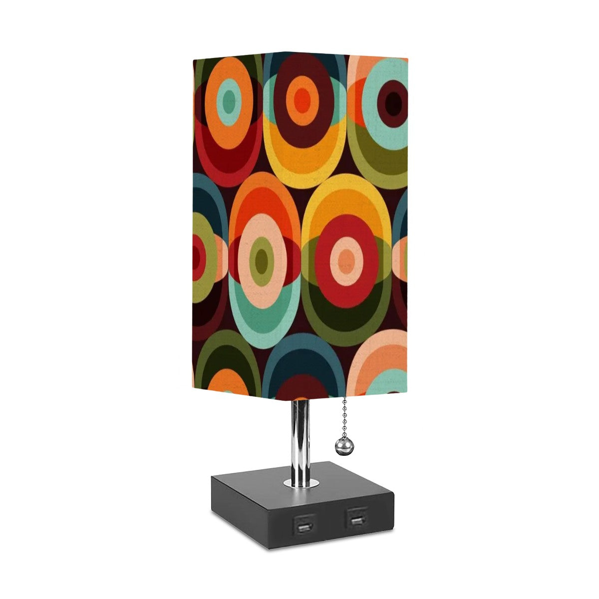 Retro Groovy Orbs Funky Fun Mid Mod Table Lamp With USB Ports - Mid Century Modern Gal