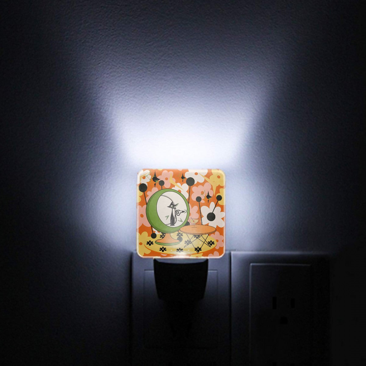 Groovy Cat, Martini, Mid Mod Egg Chair, Sputnik Designed Retro Night Lights - Mid Century Modern Gal