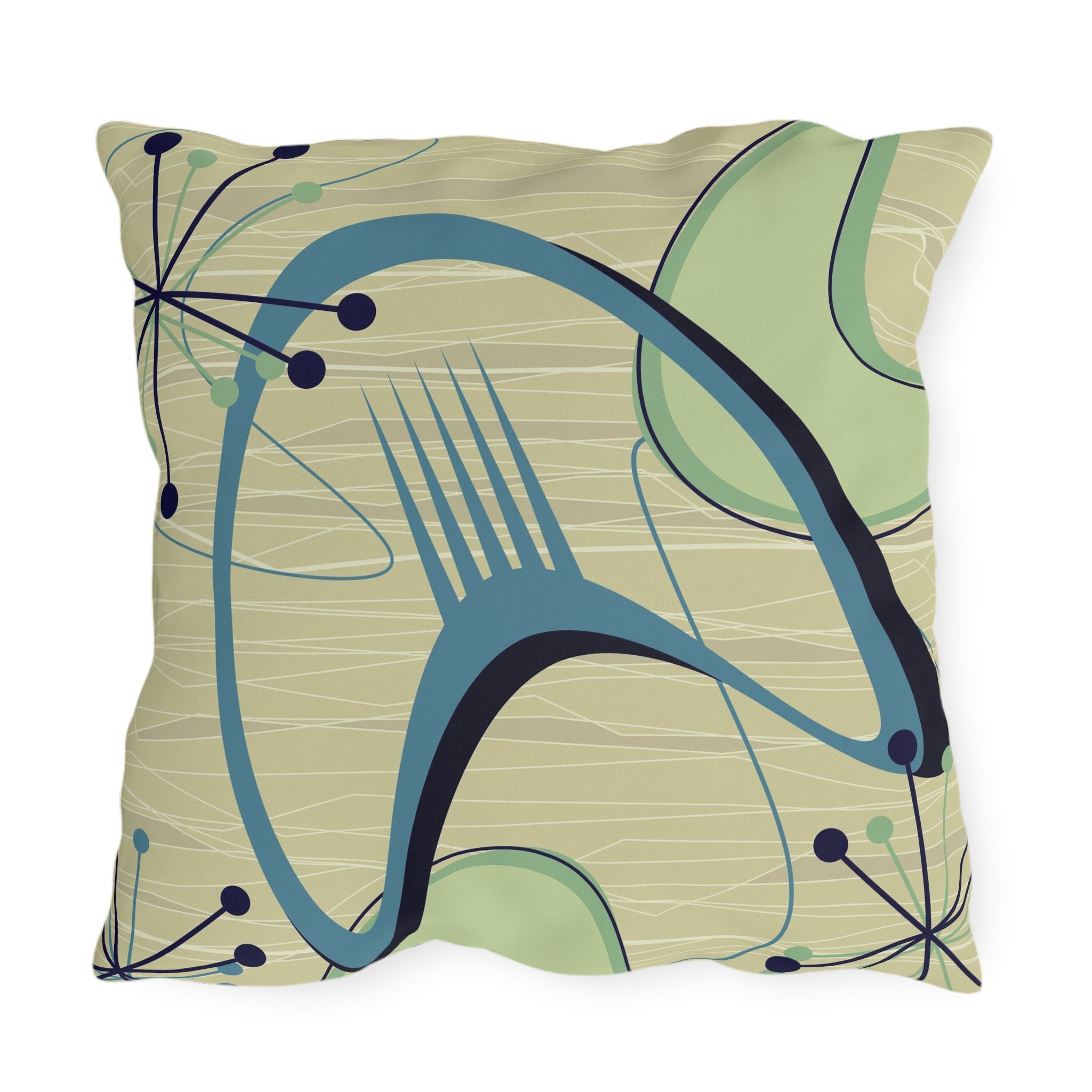 Mid Century Modern Atomic Boomerang Summer Garden Outdoor Pillows - Mid Century Modern Gal