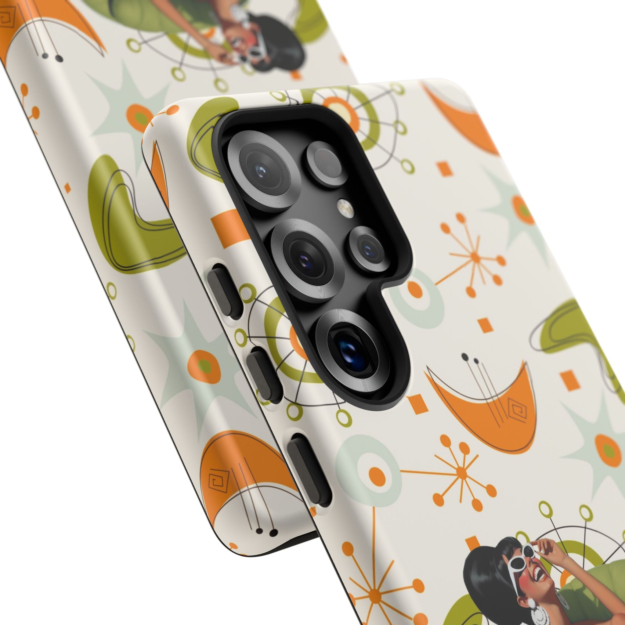 Mid Century Modern Atomic Starburst Mid Mod 60s Gal Retro Chic Tough Phone Case with Vintage Glamour Design