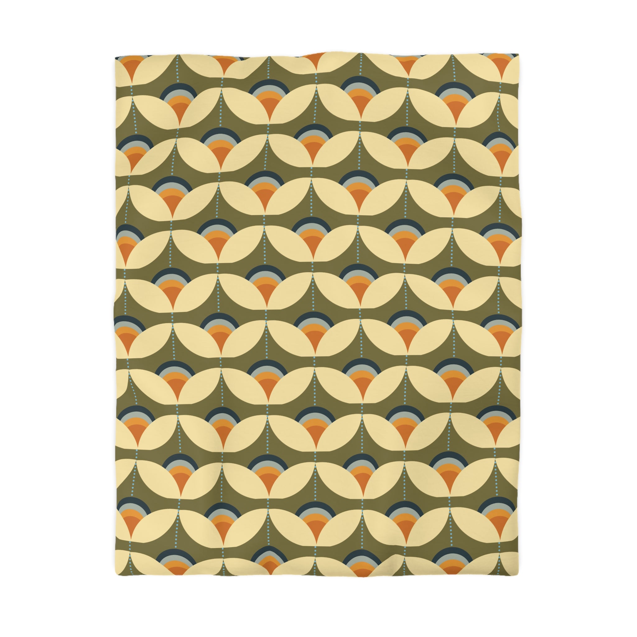 Scandinavian Modern Danish, Green, Beige Orange, Blue, Mid Century Modern Designed Duvet Cover - Mid Century Modern Gal