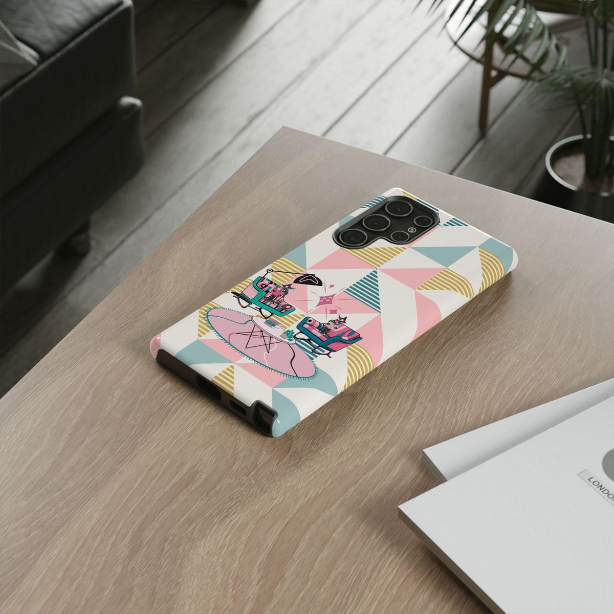 Atomic Cats Reading, Book Talk, Book Lover, Retro Chic Phone Case with Retro Vibe - Cozy Living Room Design