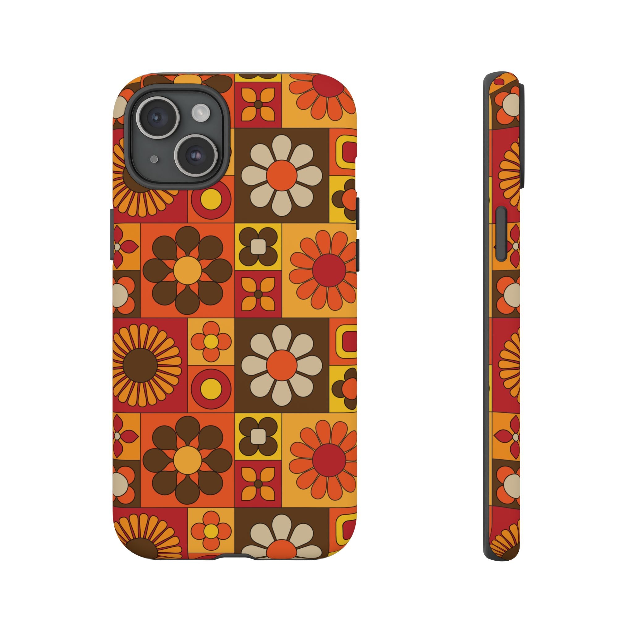 Retro 70s Mid Mod Floral Phone Case | Tough Cases for Flower Lovers - Mid Century Modern Gal