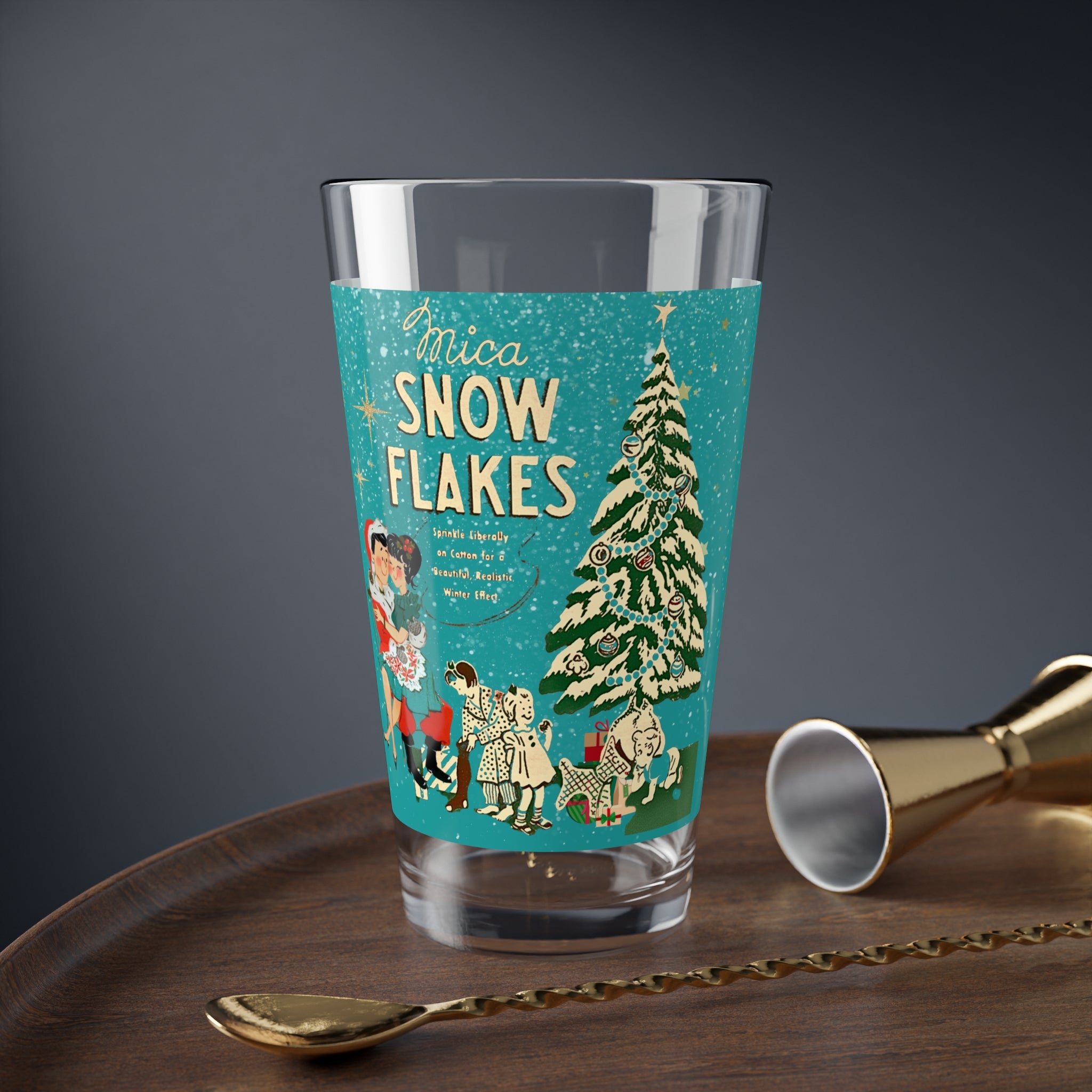 Mid Century Modern 50s Christmas Drinkware, Kitschy Mod Holiday MCM Cocktail Mocktail Barware For The Holiday Mica Snow Vintage Ad - Mid Century Modern Gal