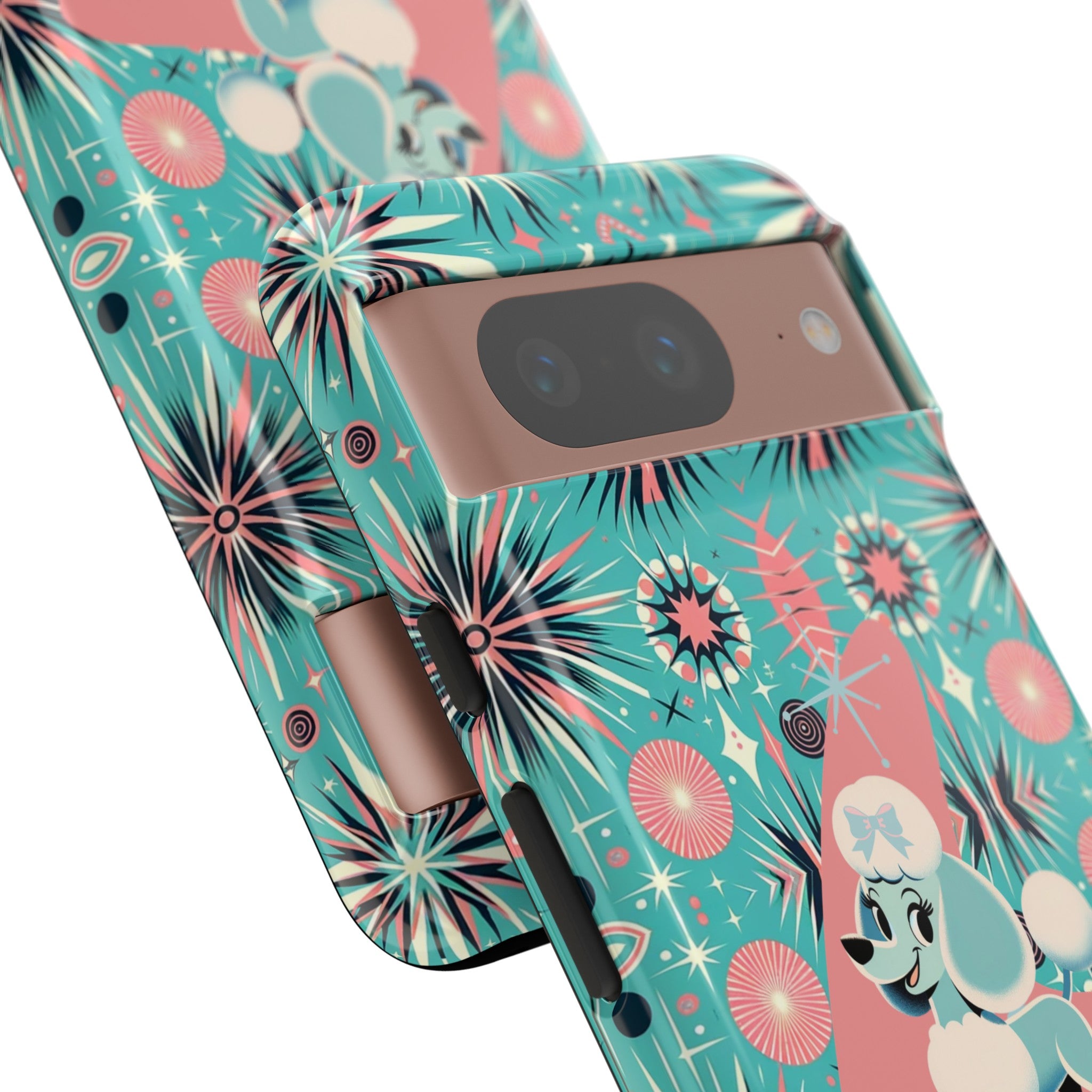 1950s Mid Century Modern Atomic Pink, Poodle Retro Smart Phone Tough Cases