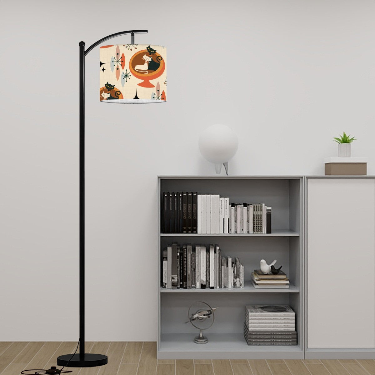 Atomic Cats In Egg Chair Mid Century Modern Arc Floor Lamp - Mid Century Modern Gal