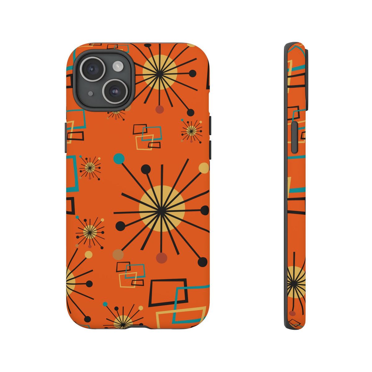 Mid Century Modern Sinatra Orange, Starburst, Geometric Funky Fun Tough Phone Case