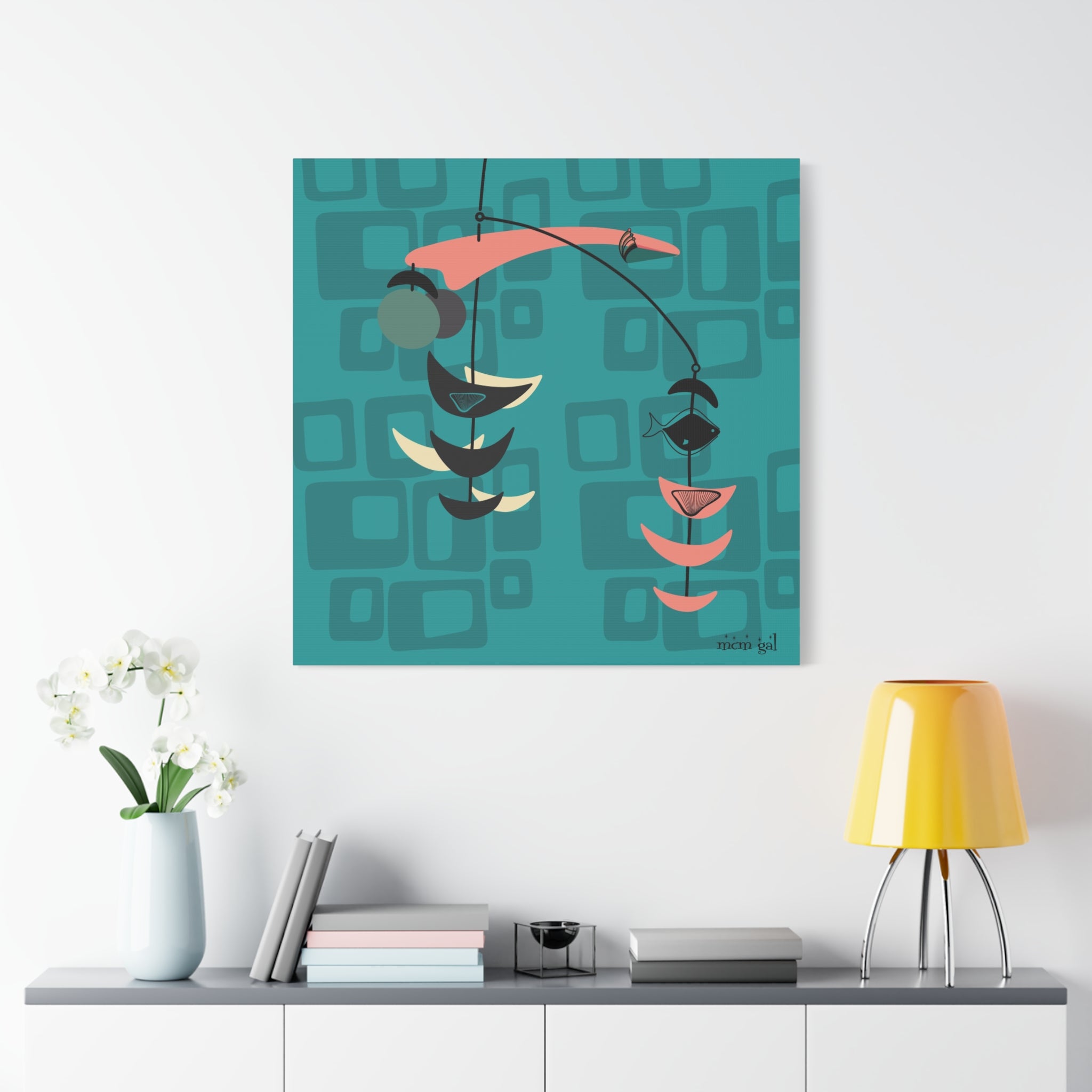 Mid Century Modern Fish Art Modern Abstract Wall Art Canvas - Stylish Home Decor for Contemporary Spaces - Mid Century Modern Gal