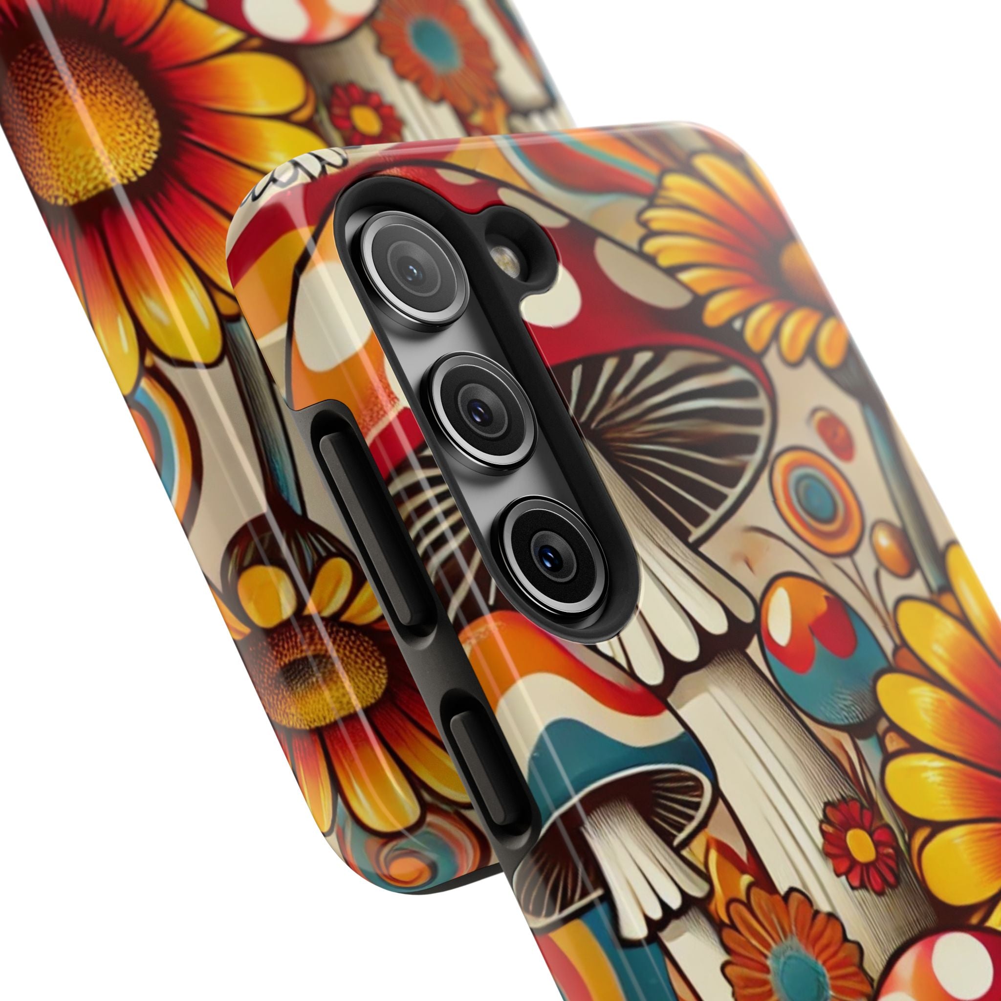 Bohemian Floral Mushroom Tough Phone Case - Trendy Protection for Nature Lovers