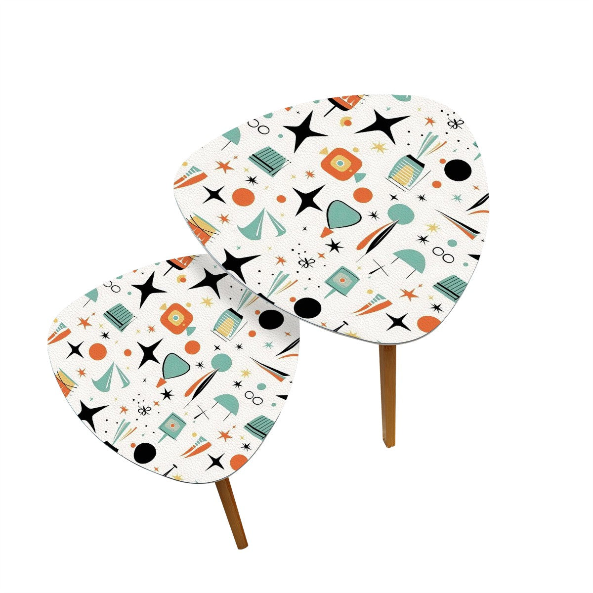 Mid Century Modern Sputnik Designed, Mod White Atomic Nesting Tables - Mid Century Modern Gal