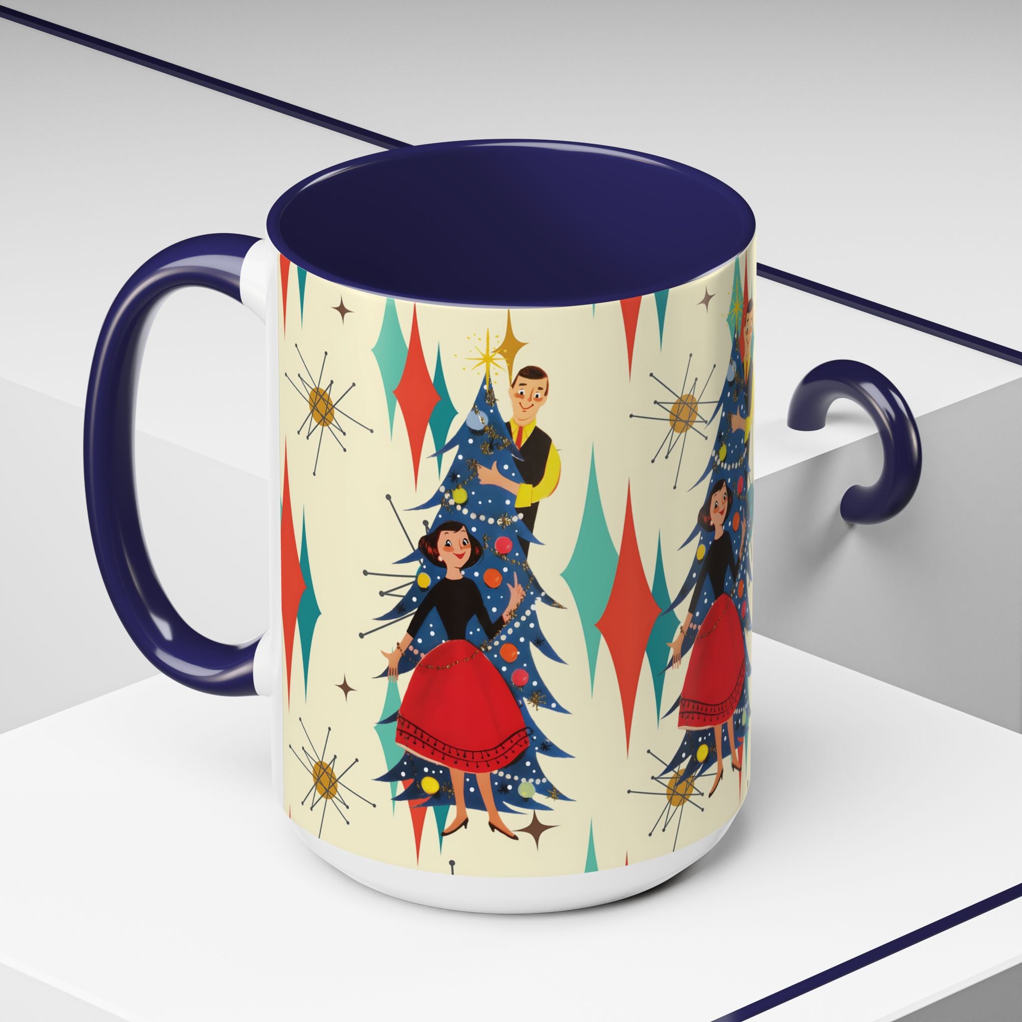 Mid Century Modern 50s Kitsch Christmas Starburst Coffee Mug - Mid Century Modern Gal