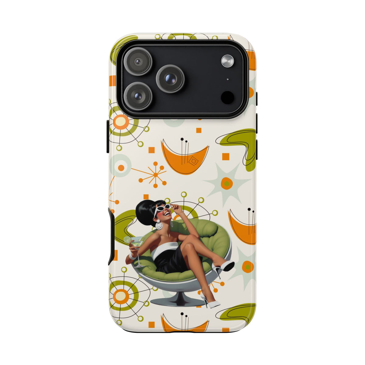 Mid Century Modern Atomic Starburst Mid Mod 60s Gal Retro Chic Tough Phone Case with Vintage Glamour Design - Mid Century Modern Gal