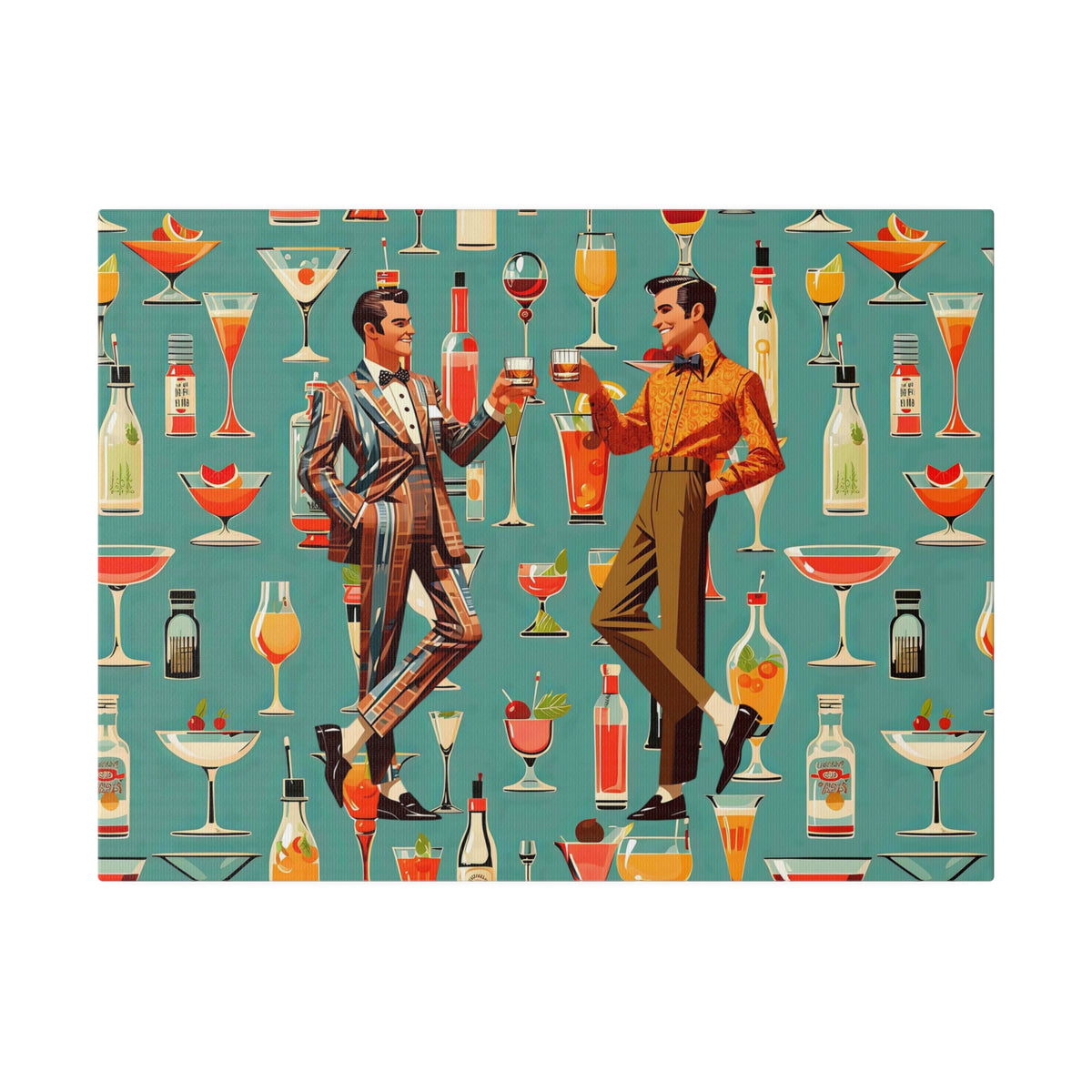 Atomic 50s Cocktail Art, Mid Century Modern Dapper Dudes, LGBTQ Unique Gifts, MCM Bar Art - Mid Century Modern Gal