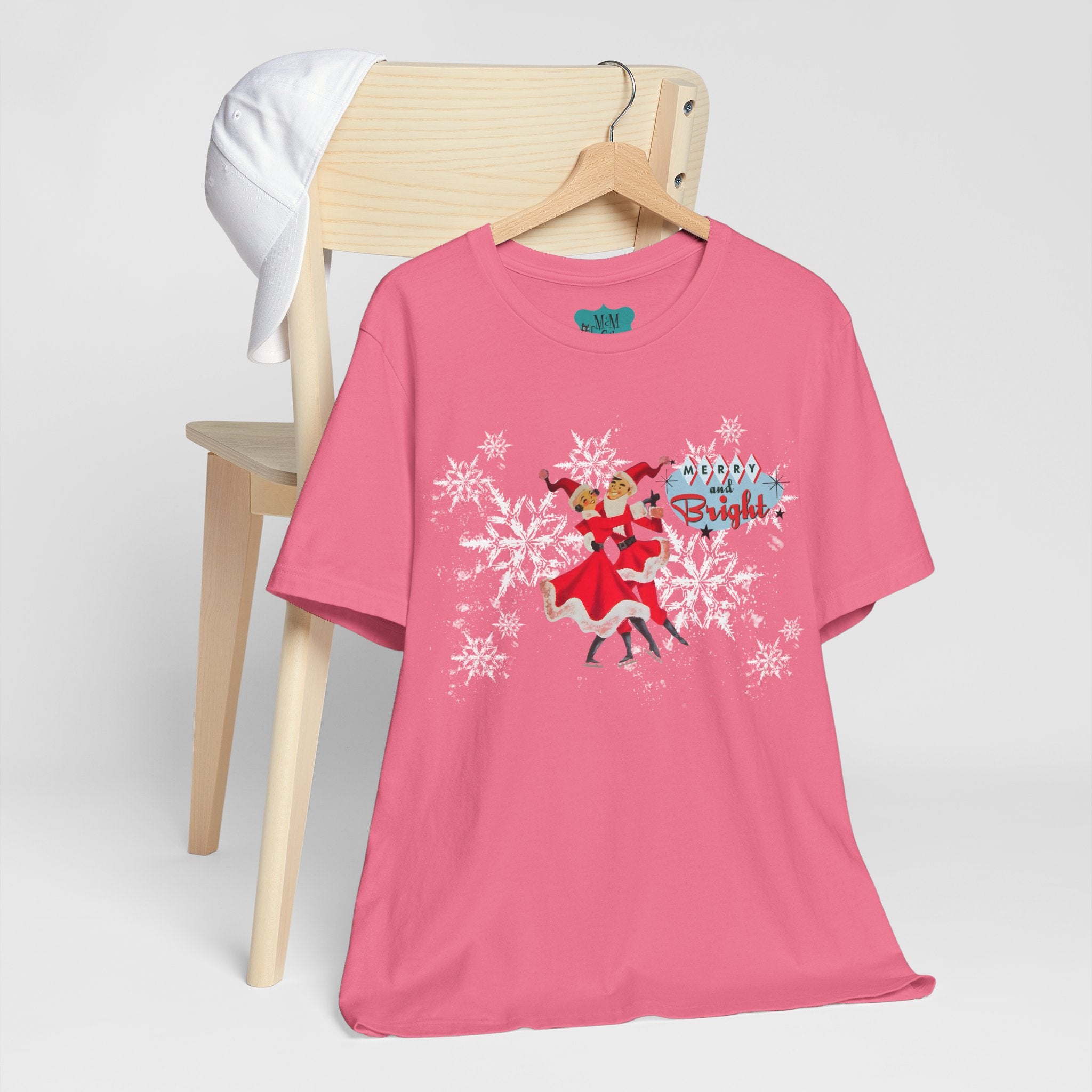50s Kitsch Vintage Christmas, Retro Mod Holiday, Mr. And Mrs. Claus Ice Skating Christmas Shirt - Mid Century Modern Gal