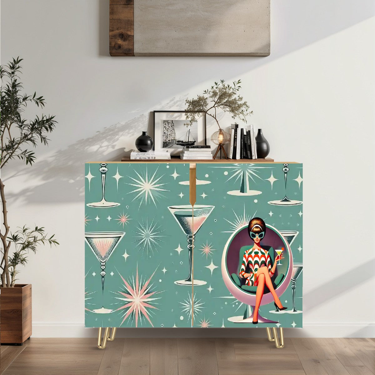 Mid Century Modern Barware Cabinet, Mid Mod Gal, Retro Wooden Storage Cabinet - Mid Century Modern Gal