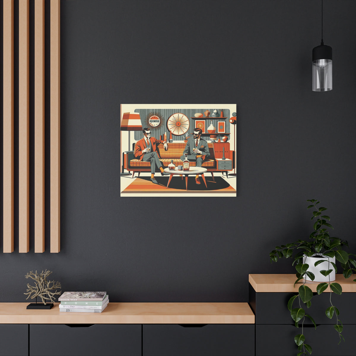 Mid Century Modern Mod Dude, Gay Male Couple Drinking Bourbon, MCM Art - Mid Century Modern Gal