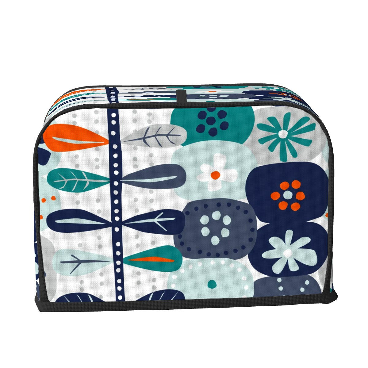 Mod Mod Boho Modern Danish Floral Blue Orange White Retro Kitchen 2 Slice Toaster Cover - Mid Century Modern Gal