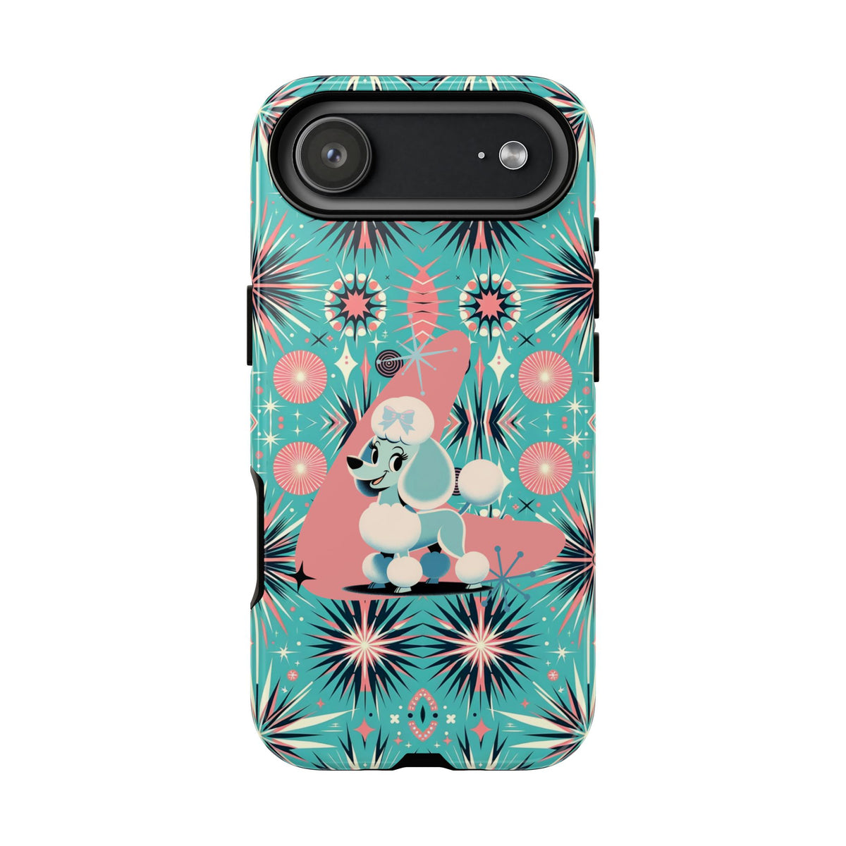 1950s Mid Century Modern Atomic Pink, Poodle Retro Smart Phone Tough Cases