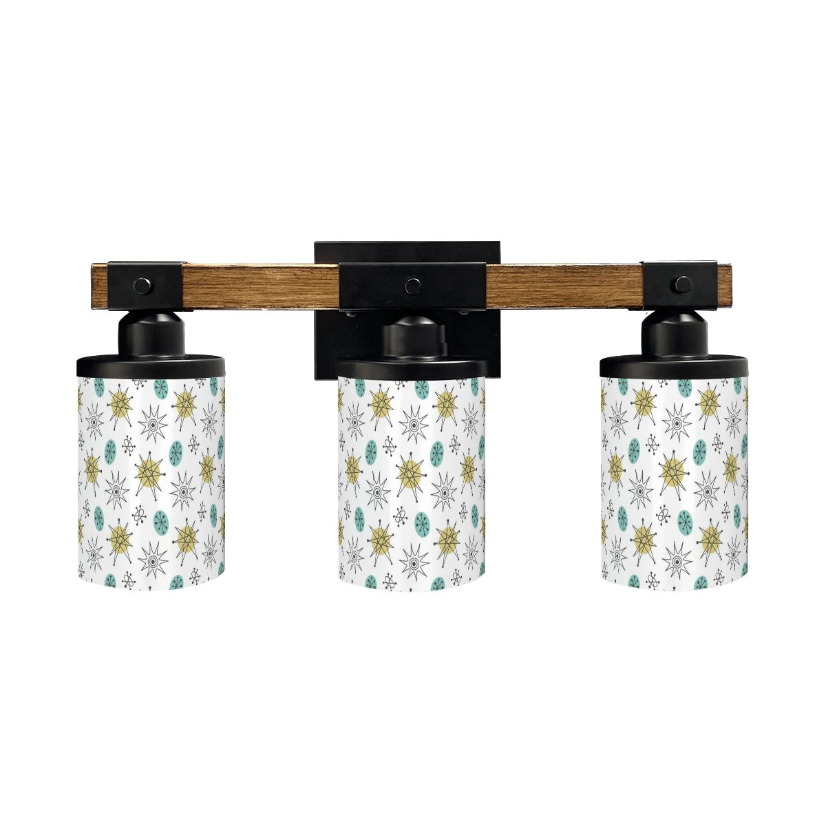 Franciscan Starburst Mid Mod White Teal Yellow MCM Vanity Light Fixture - Mid Century Modern Gal