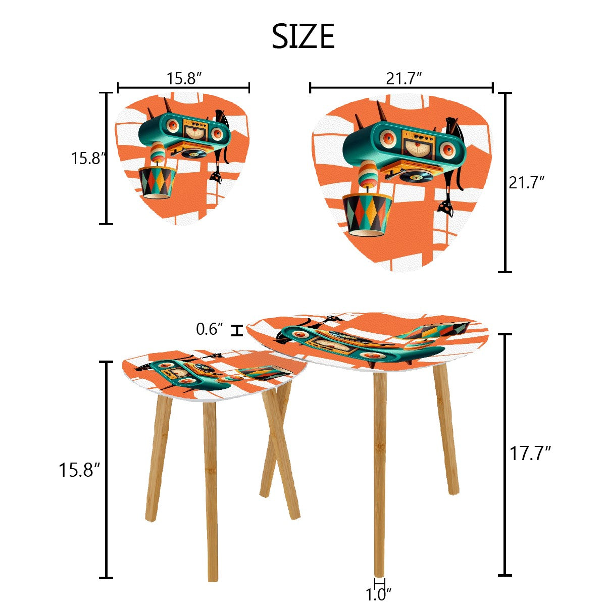 Mid Century Modern Nesting Tables, Atomic Mod Cat, Retro Stereo Console Theme - Mid Century Modern Gal
