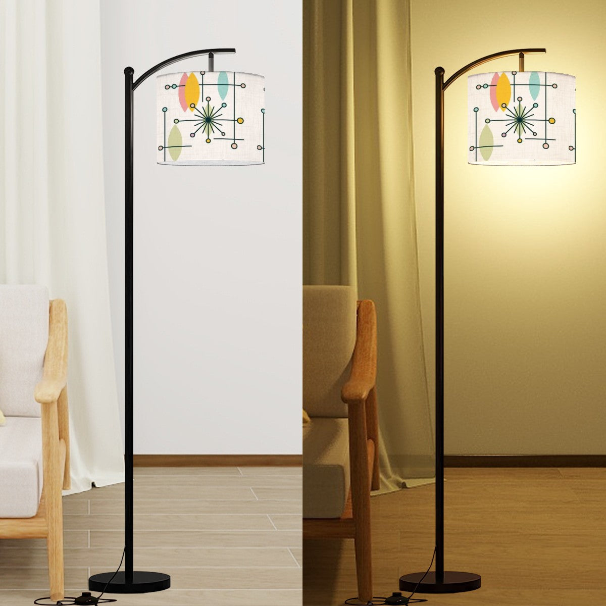 Mid Century Modern Lamp Shade ONLY Cream Pink Yellow, Modern Home Accent - Mid Century Modern Gal