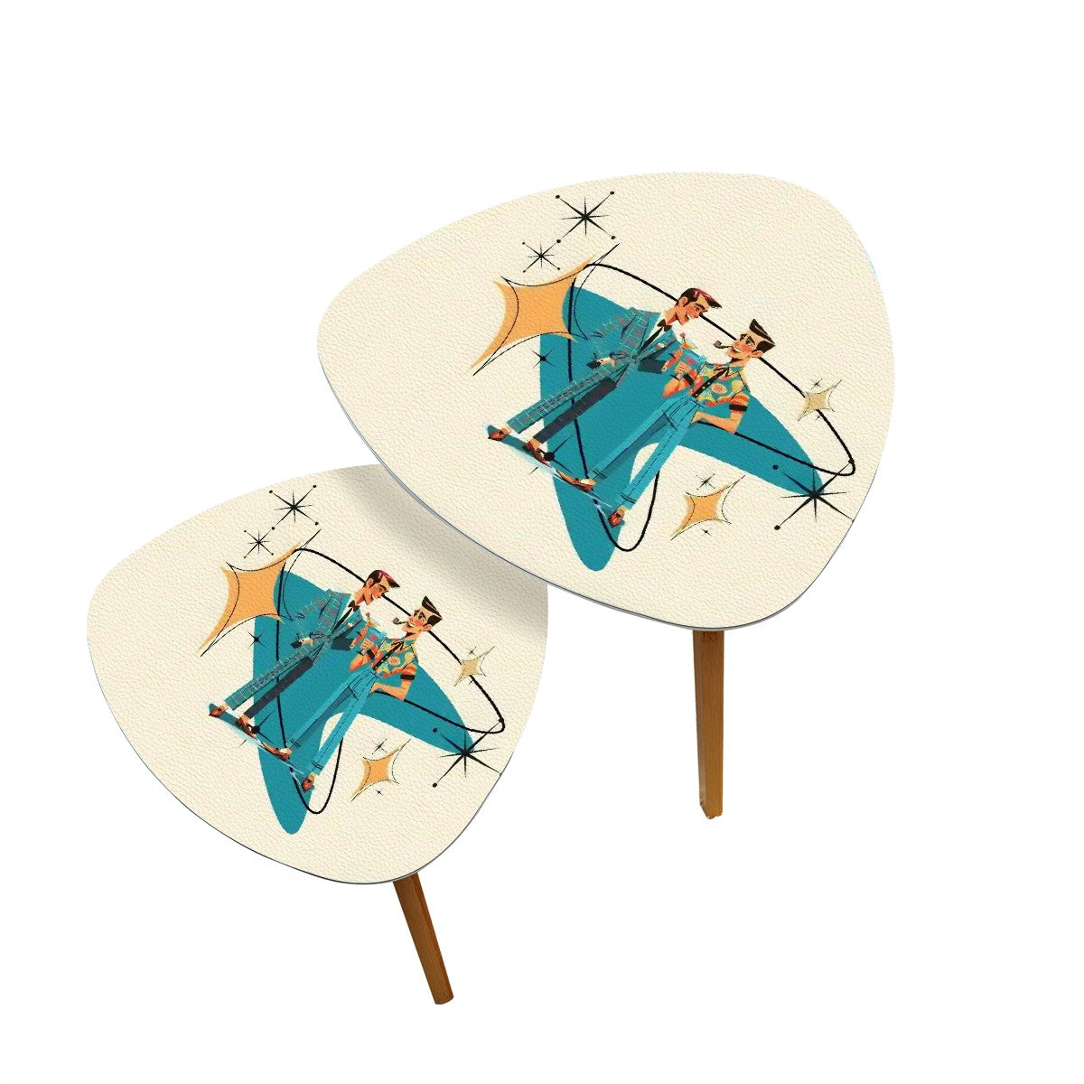 Mid Mod Dapper Dudes, Cigar Smoking Kitschy Cocktail Tables - Mid Century Modern Gal