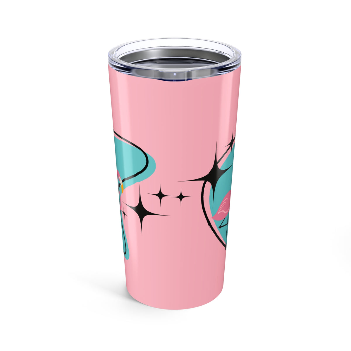 Pink Flamingo, Aqua Blue, Retro, Mid Mod, MCM 50's Inspired Tumbler Gift 20oz - Mid Century Modern Gal