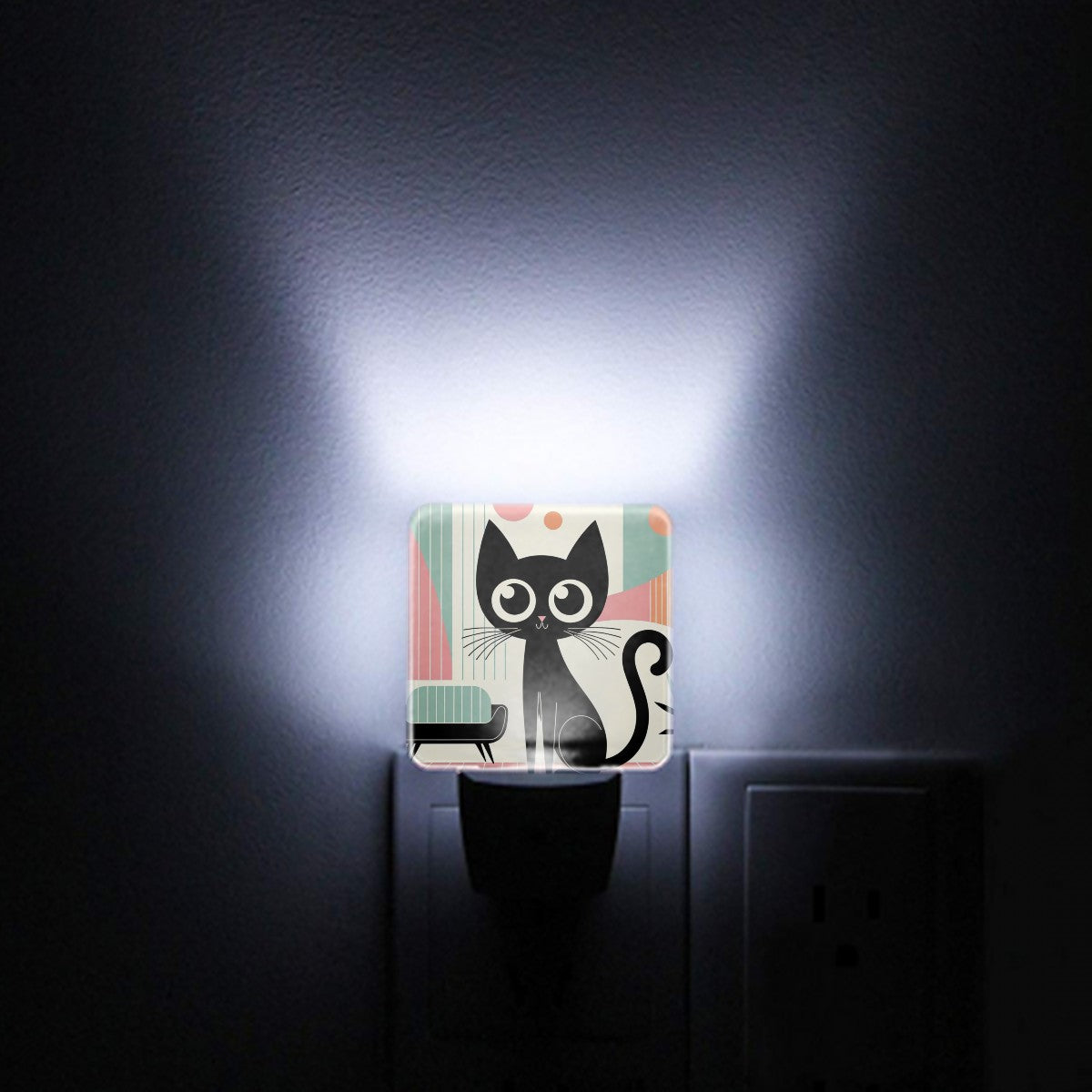 Atomic Cat Mid Century Modern Designed Pretty Pink, Mod LED Night Light Set of 2 - Mid Century Modern Gal