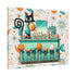 Atomic Cat, Mid Century Modern Kitschy Bar, Orange, Teal Mid Century Modern Wall Art - Mid Century Modern Gal