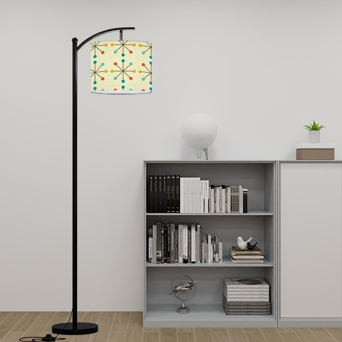 Atomic 50s Clock Starburst Designed Arc Mid Century Modern Floor Lamp - Mid Century Modern Gal