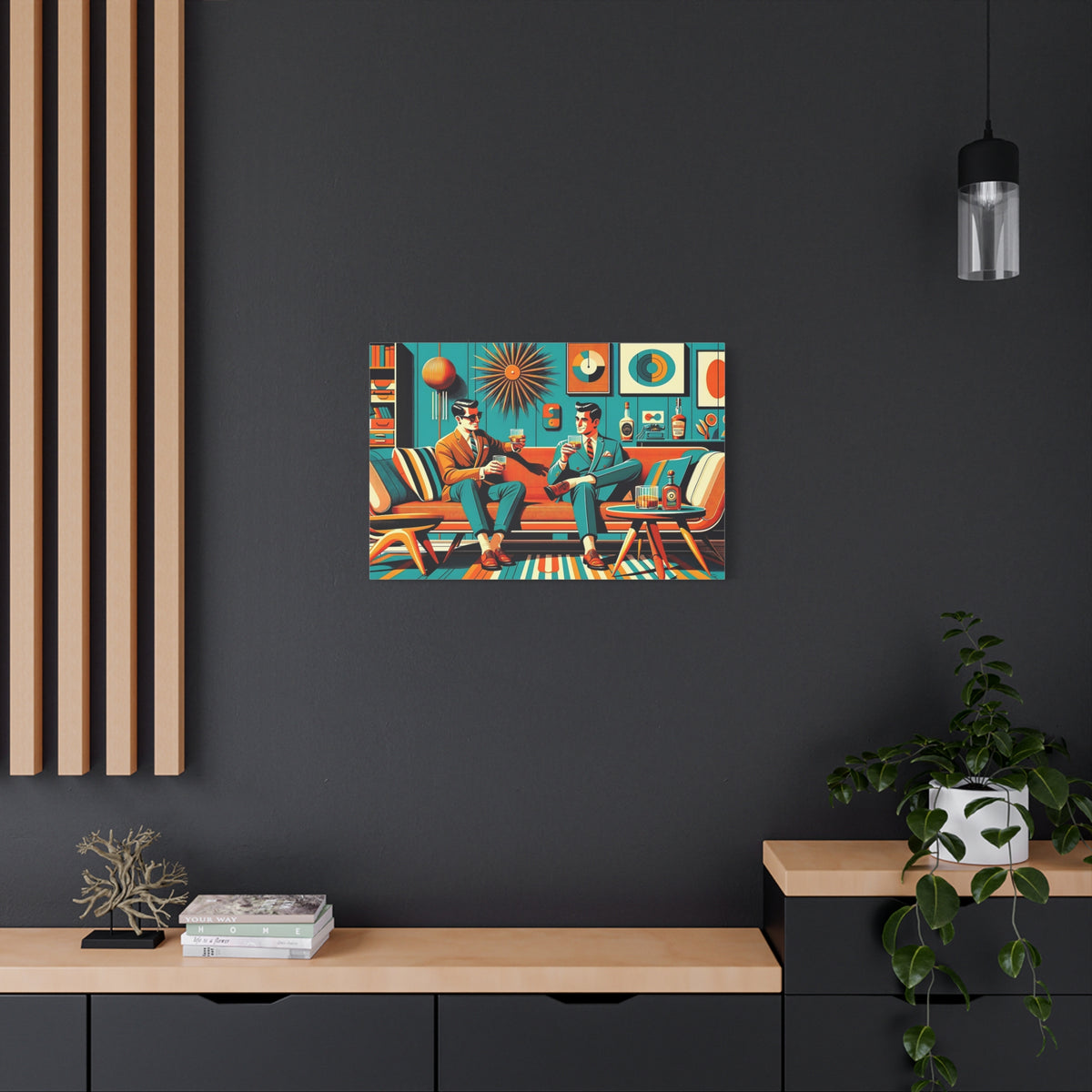 Mid Century Modern Mod Men, Bourbon Drinkers MCM Barware Lounge Wall Art - Mid Century Modern Gal