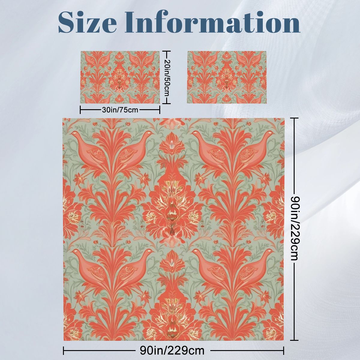 Chinoiserie Coral, Green Floral Botanicals Exotic Bird Queen Duvet Cover Set - Mid Century Modern Gal