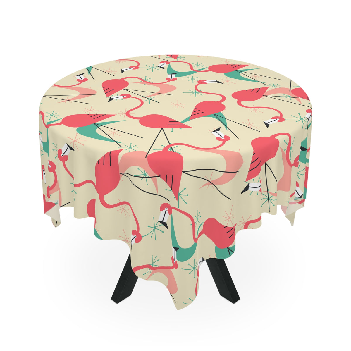 Mid Mod Retro Kitschy Palm Springs California Tropical Flamingo Tablecloth - Perfect for Summer Vibes - Mid Century Modern Gal