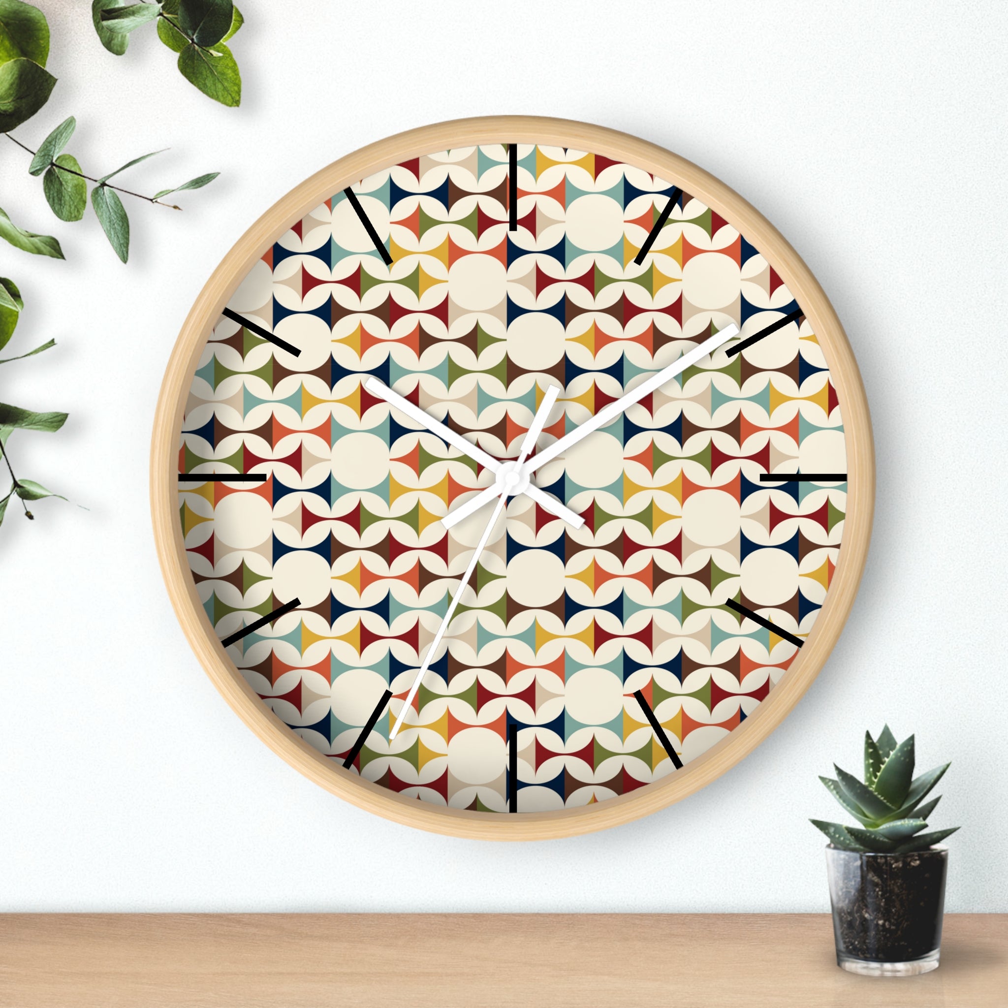 Mid Century Modern Scandinavian Designed, Geometric Retro Colorful Retro Wall Clock - Mid Century Modern Gal