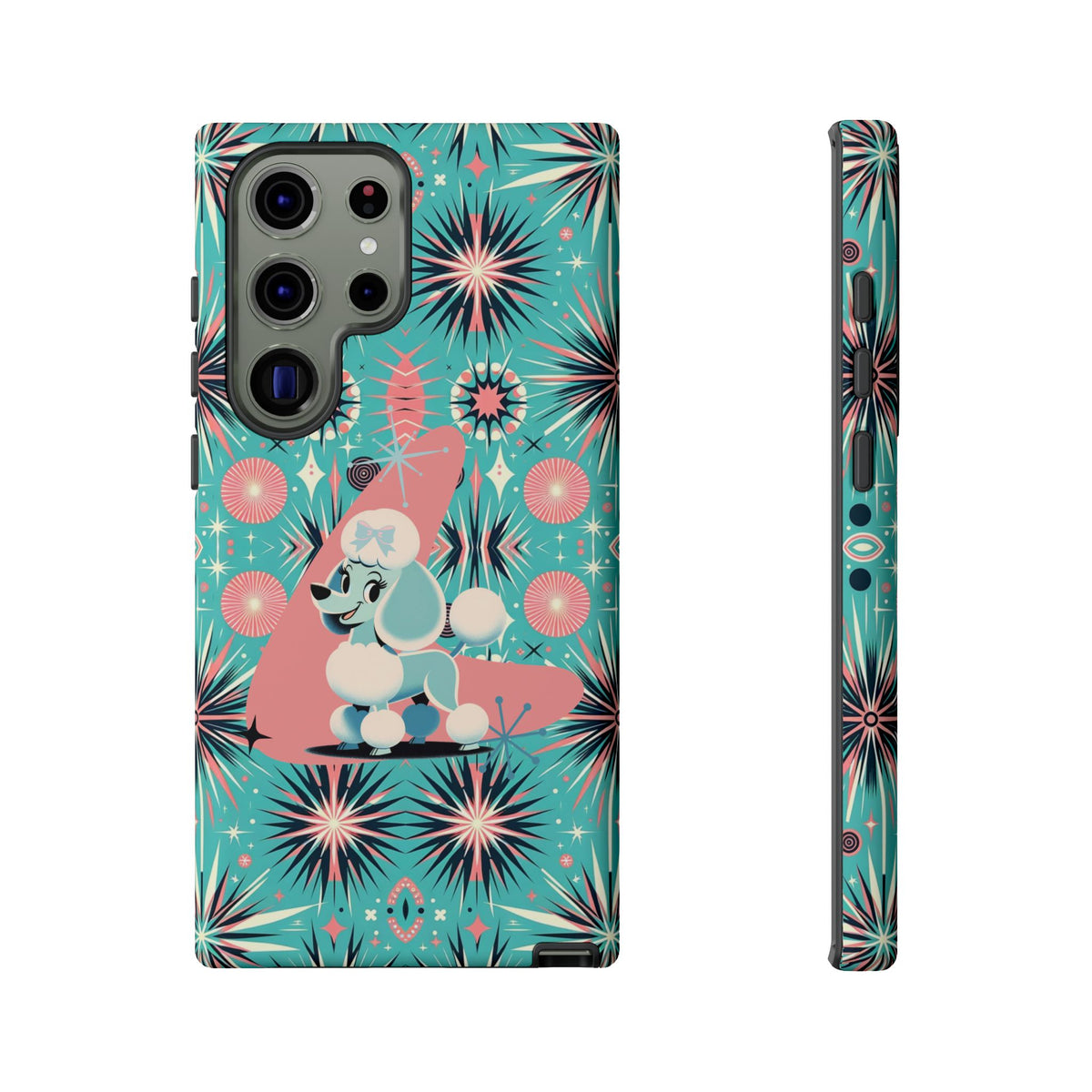 1950s Mid Century Modern Atomic Pink, Poodle Retro Smart Phone Tough Cases