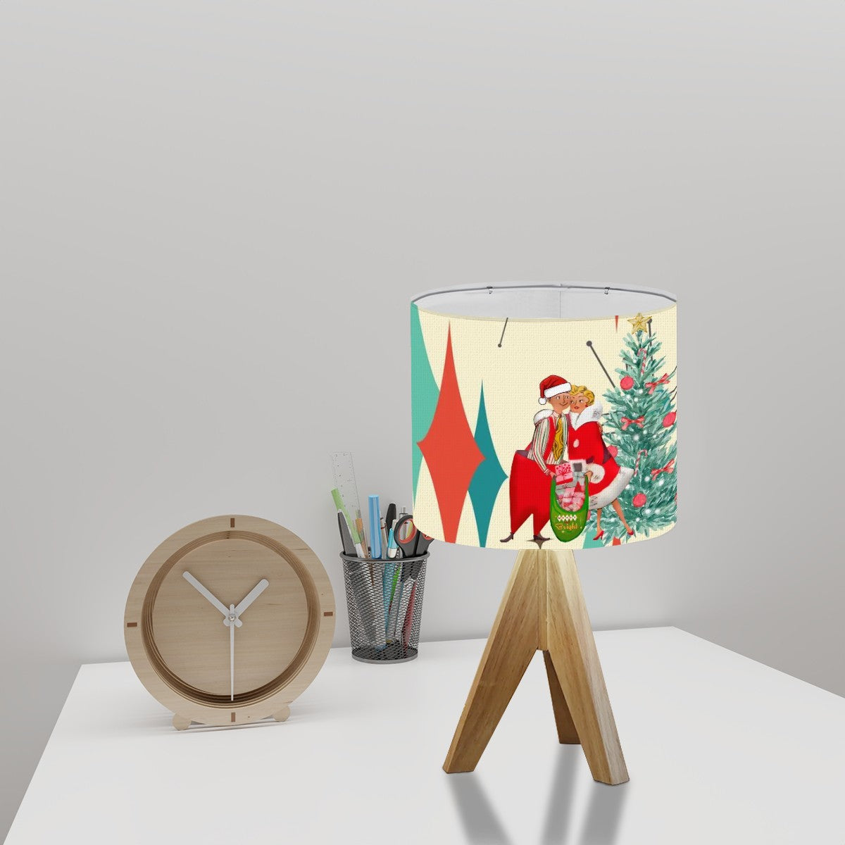 Mid Century Modern Holiday Kitschy 50s Christmas Tripod Table Lamp - Mid Century Modern Gal