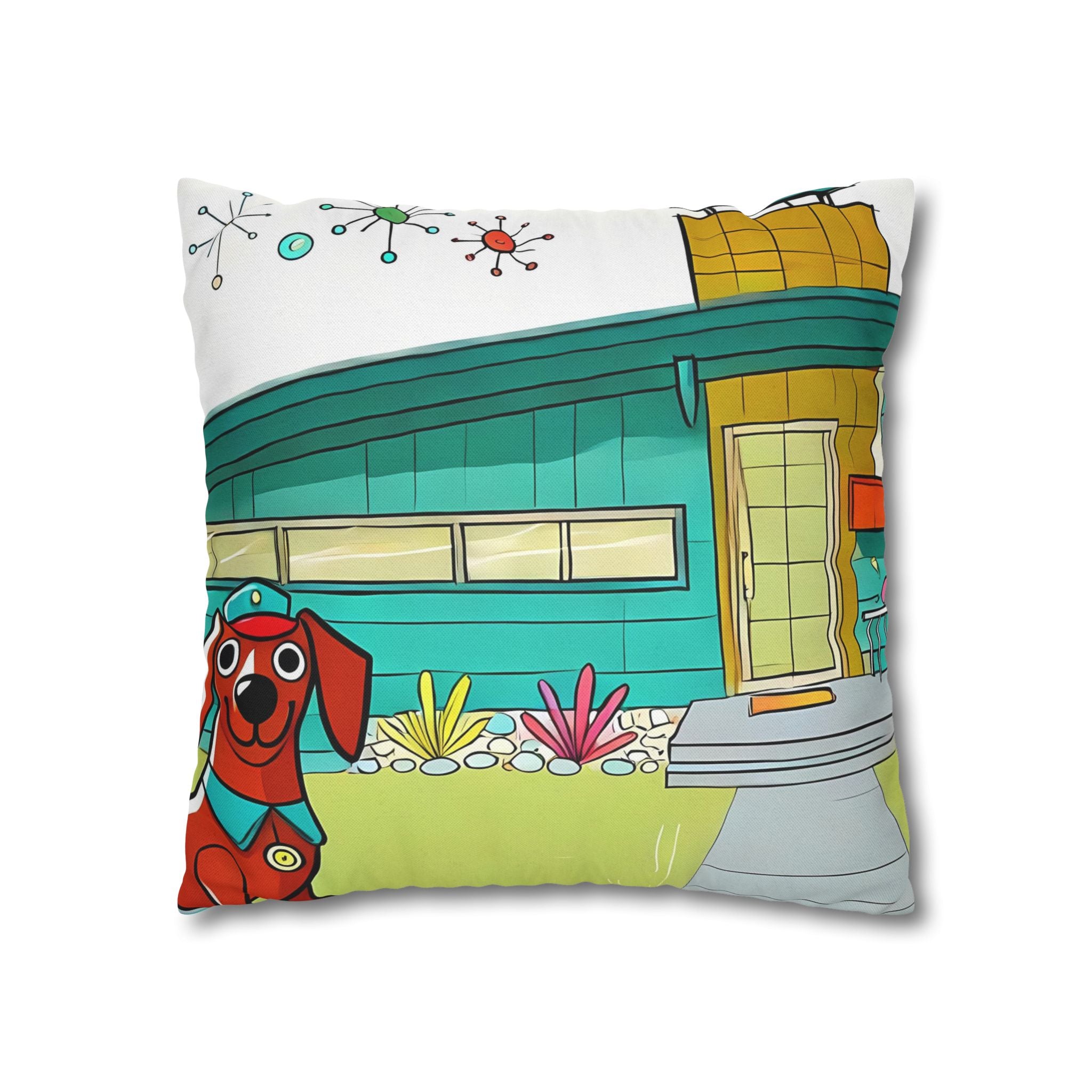 Chief Of Doxie Dwelling, Kitschy Mid Century Modern Pillow COVER Only - Mid Century Modern Gal