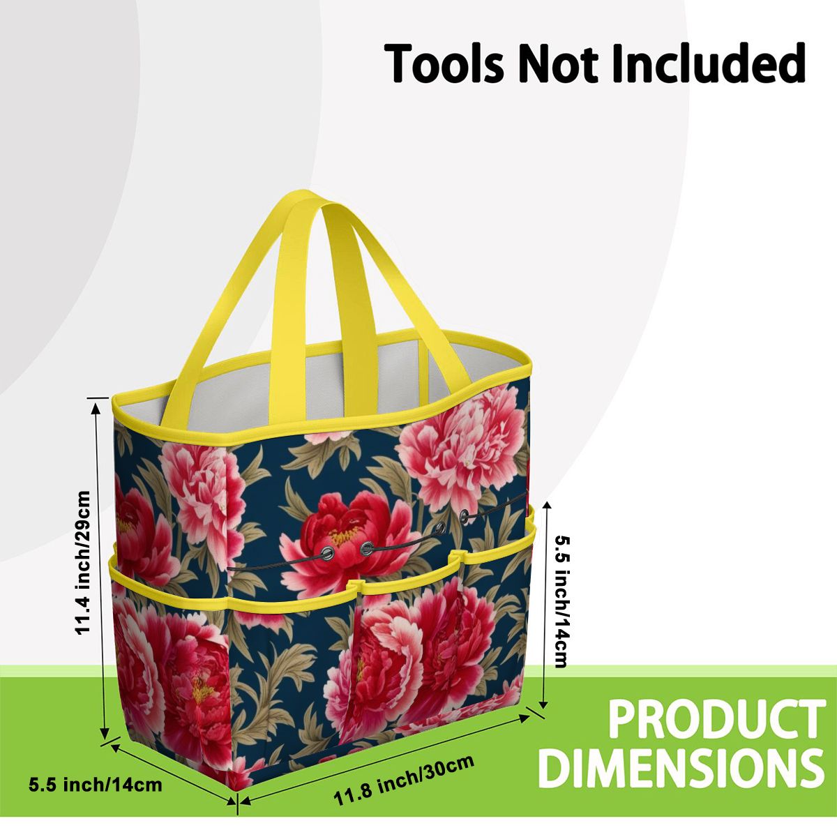 Modern Chinoiserie Royal Blue, Pink Red Floral Garden Tool Bag