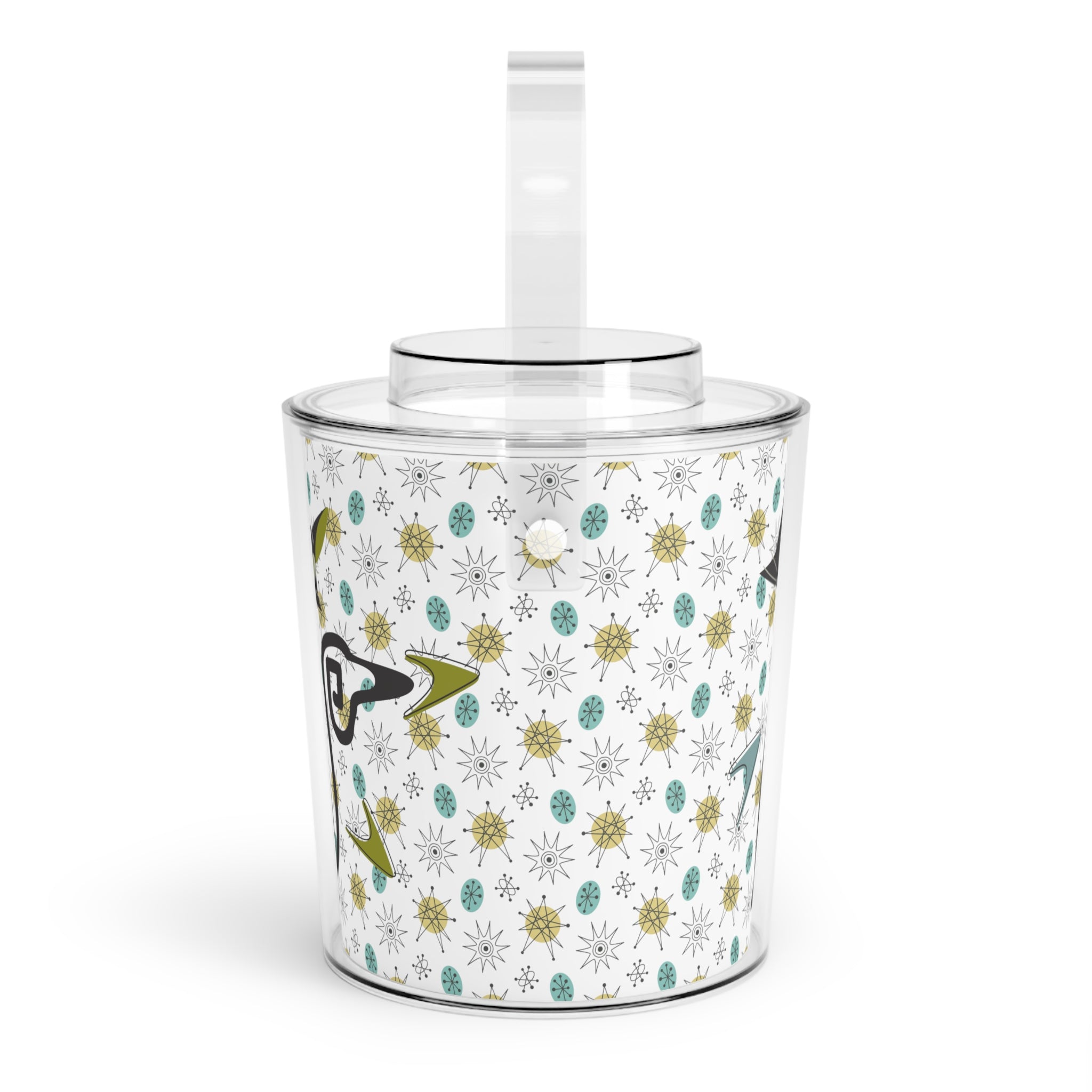 Franciscan Starburst Pattern, Atomic Cat Mid Century Modern Ice Bucket with Tongs Summer Retro Outdoor Entertaining - Mid Century Modern Gal