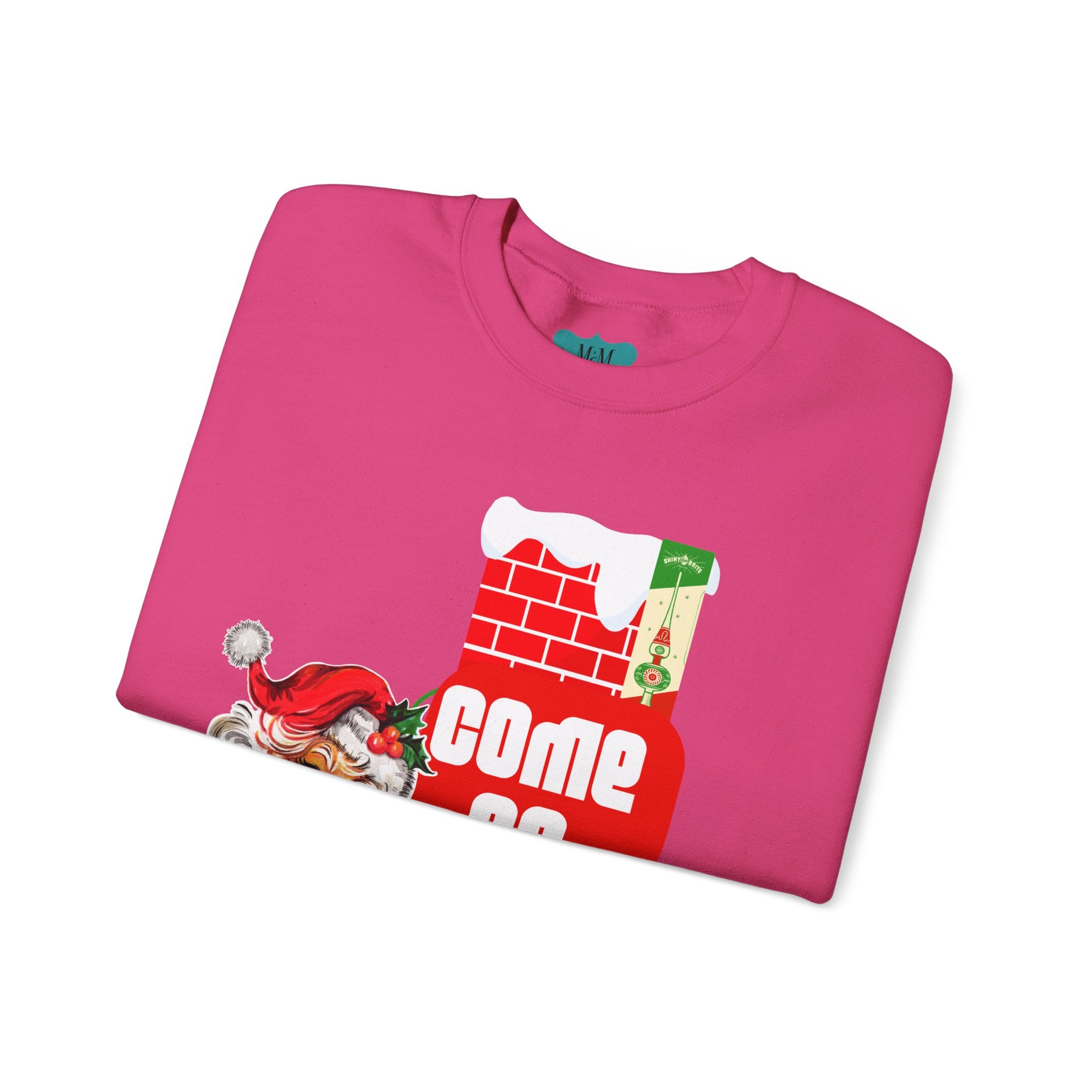 Vintage Santa, Kitschy Mid Century Modern Quirky Christmas Unisex Crewneck Holiday Sweatshirt - Mid Century Modern Gal